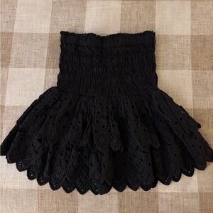 Sea New York Black Tiered Eyelet Mini Skirt